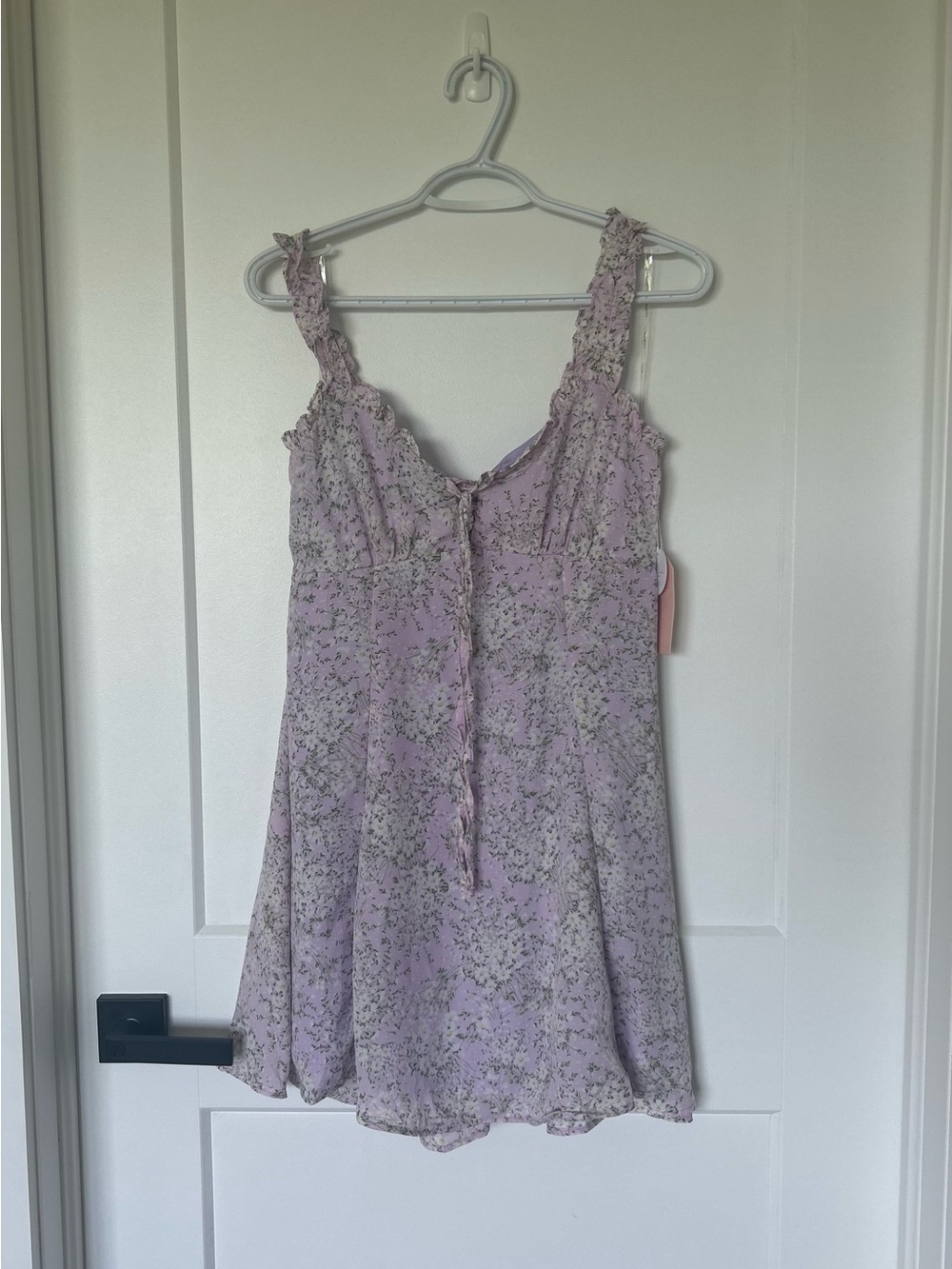 Lavender Floral Babydoll Dress with Ruffle Straps